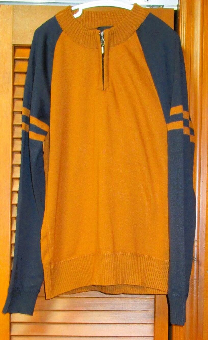 Street Rules Quarter Zip Sweater Boy's Size 10/12 Orange Navy Raglan Pullover